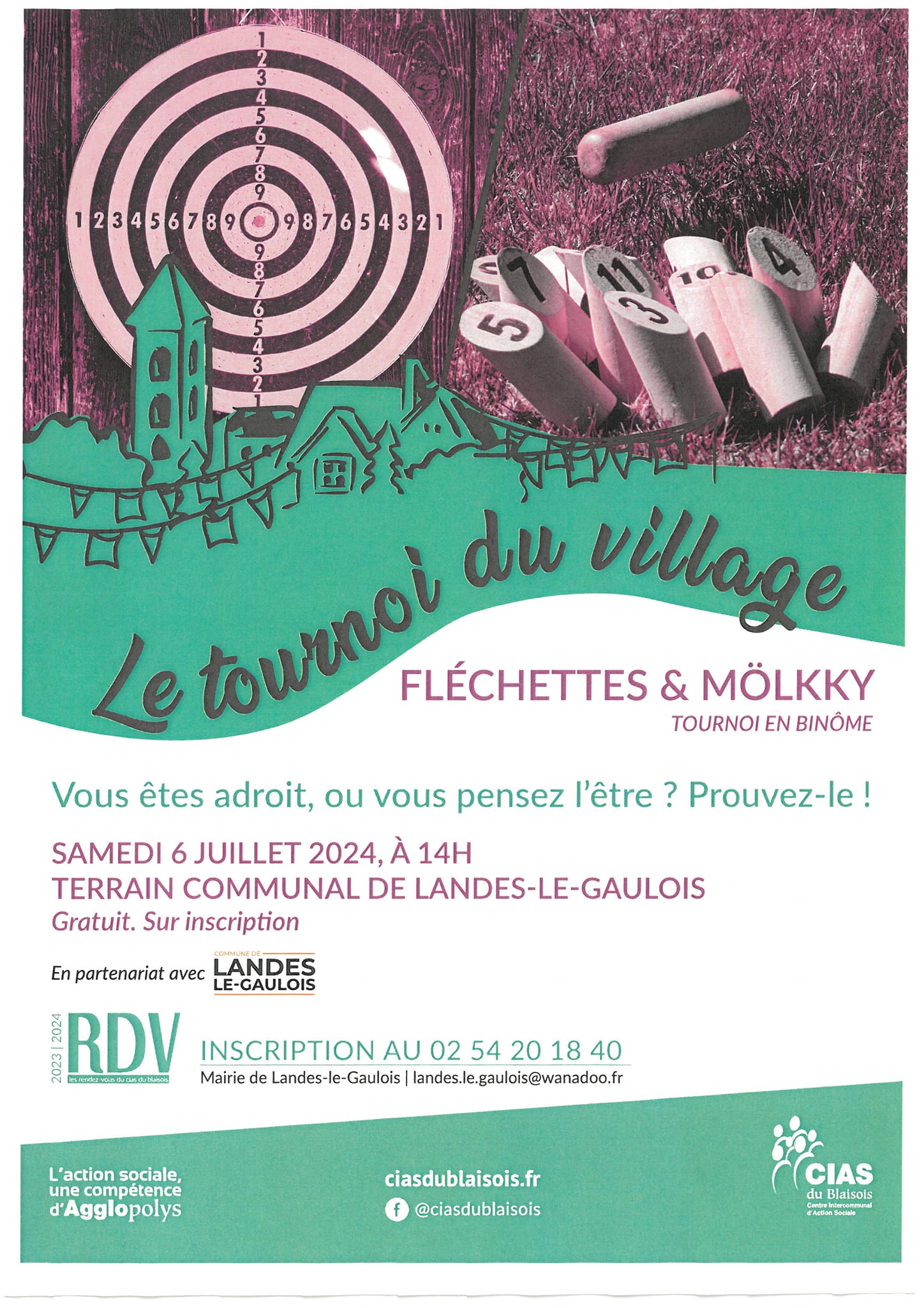 Affiche Tournoi fléchettes et Mölkky CIAS 2024