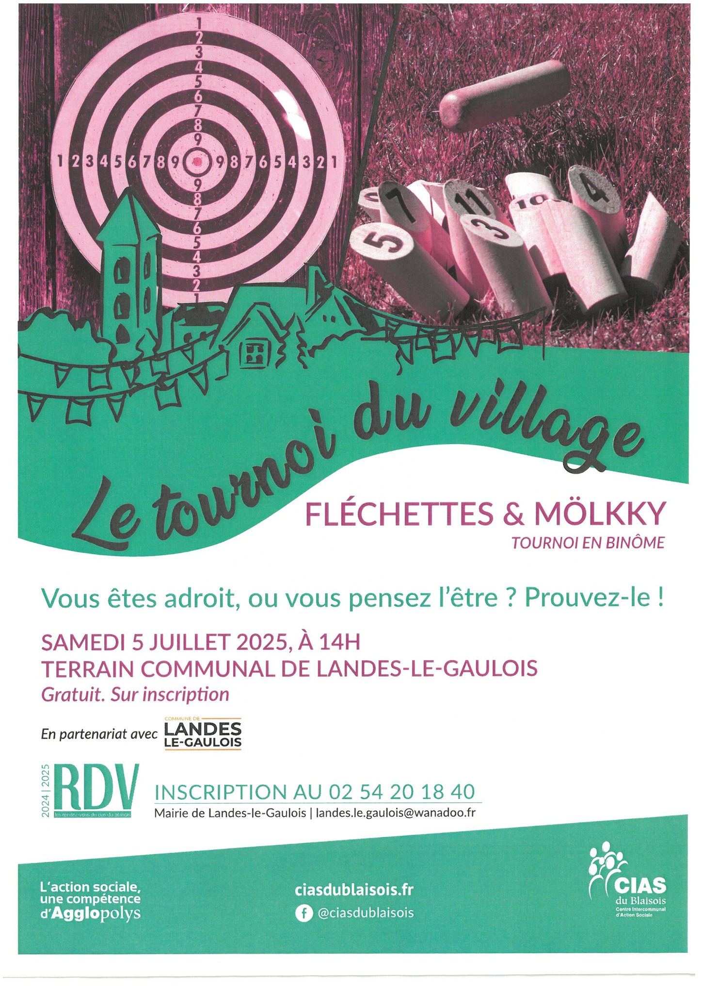 Affiche Tournoi fléchettes et Mölkky CIAS 2025